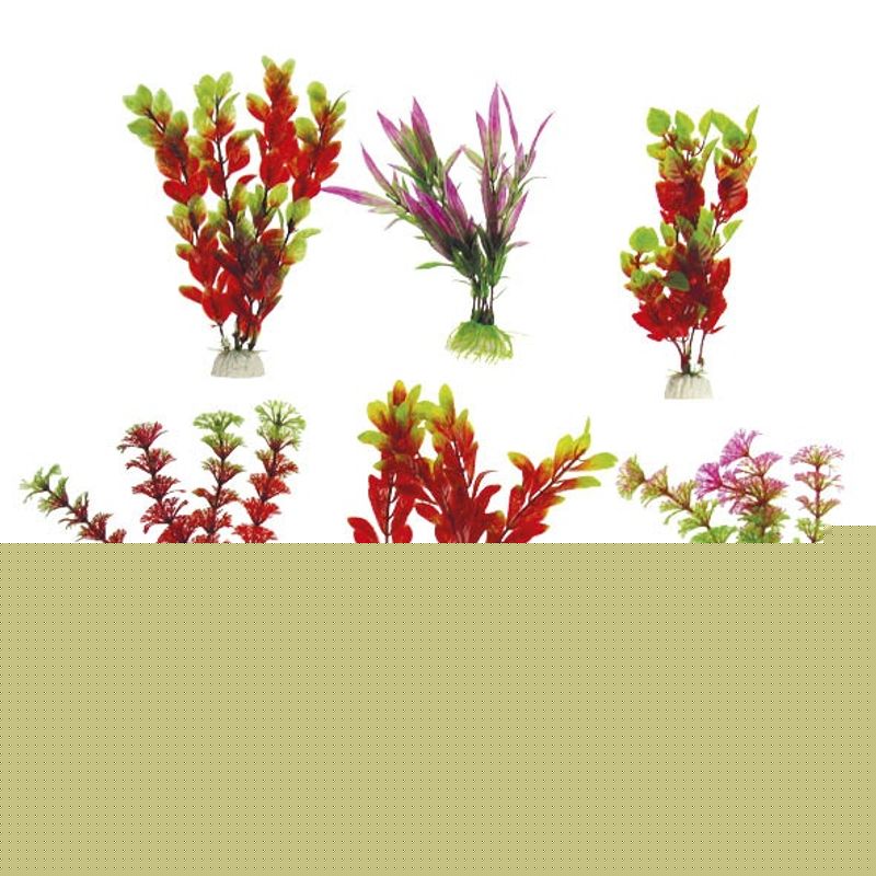 Akváriové rastliny TATRAPET, umelé dekorácie, so záťažou,15-20cm, červené, mix dizajnov, bal. 6ks