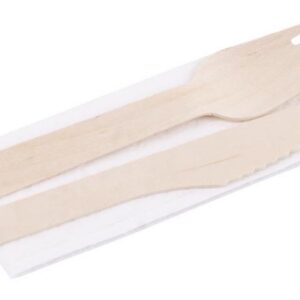Príbor MagicHome Woodline ECO, drevený, nôž, vidlička, servítka,  prírodný