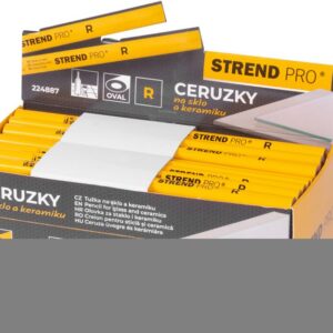 Ceruzka Strend Pro, 176 mm, červená tuha, oválna, na sklo a keramiku, Sellbox 72 ks