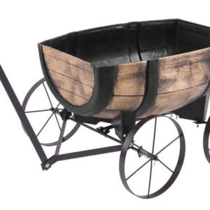Kvetináč Strend Pro Woodeff, 41,5x29x19cm, sud na whisky na vozíku