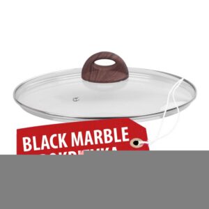 Pokrievka MagicHome Black Marble Line, sklenená, 26 cm